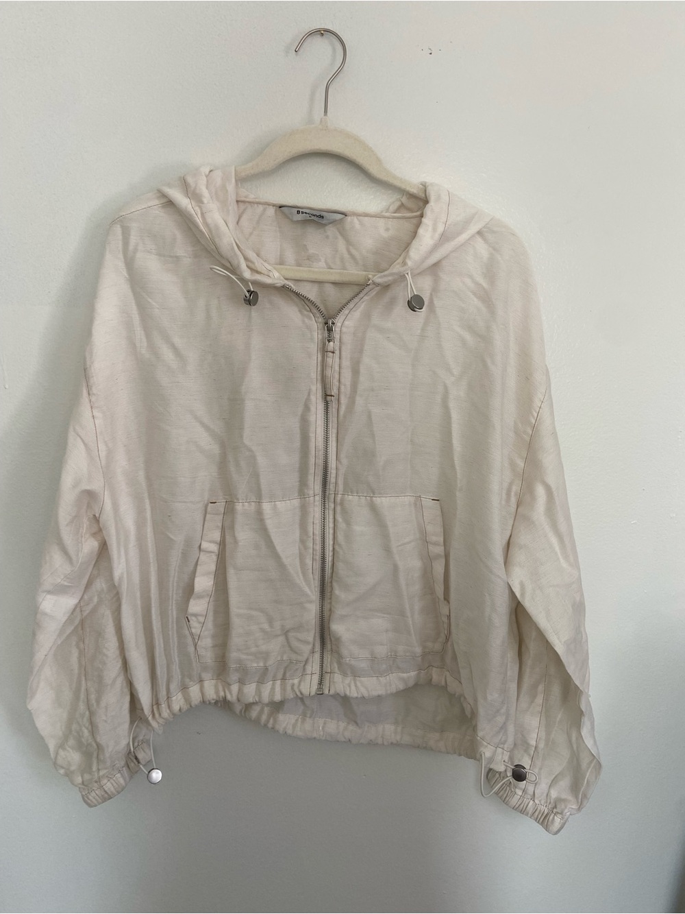 8 Seconds Lightweight Cream Zip-Up Hooded Jacket